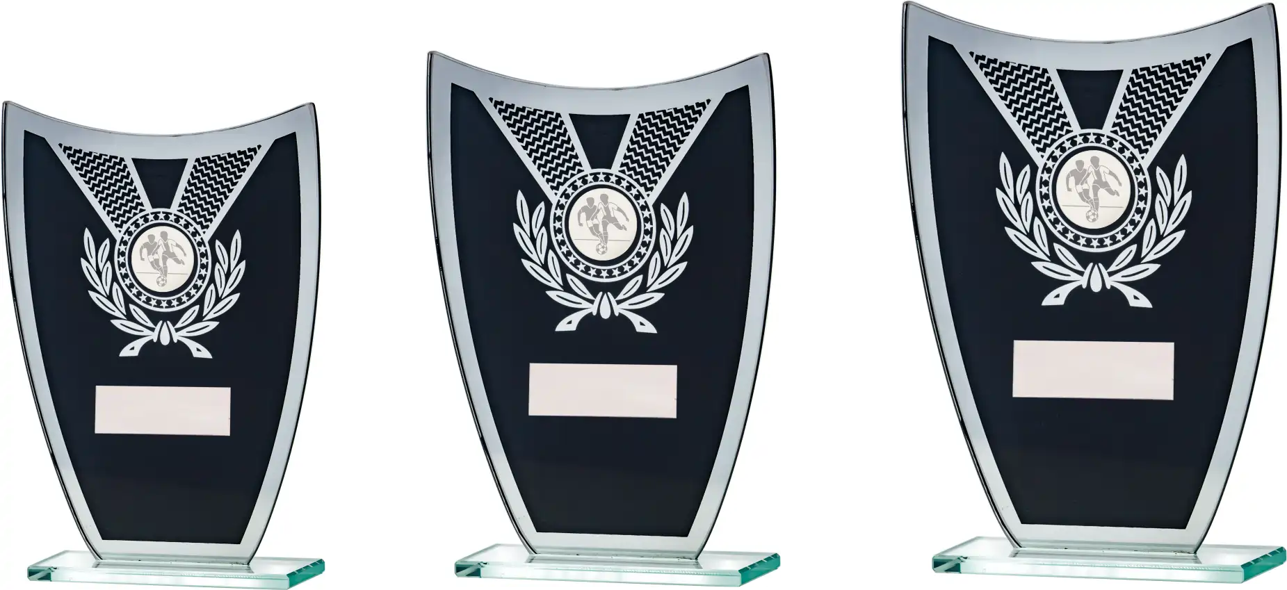 Budget 5mm Thick Black Silver  Glass Trophy Takes Centre GP187 Series
